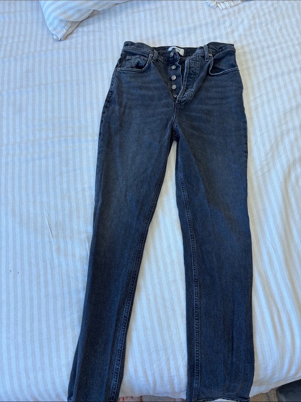 Agolde High-Rise Button-Fly Women's Jeans — Black